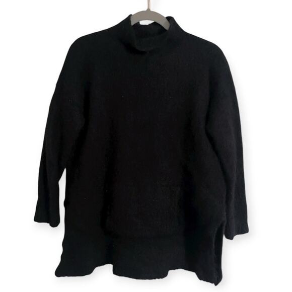 Peruvian Connection Black Alpaca Blend Long Sleeve Balie Tunic Sweater Sz Large - Picture 2 of 6